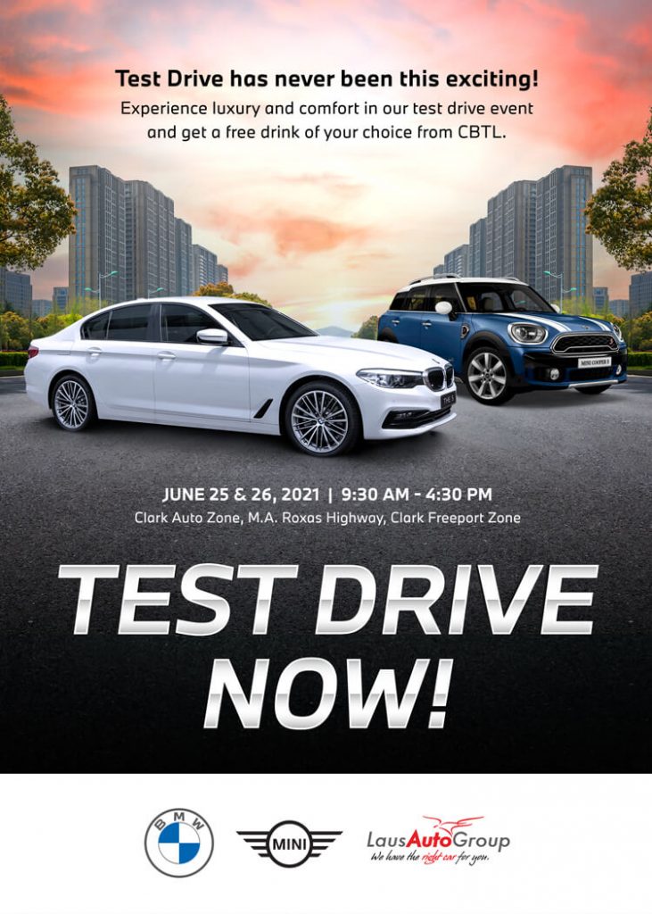 From June 25-26, 2021, BMW Premiers Cars Pampanga and MINI Pampanga conduct a test driving activity with our luxurious units this Mid-year! Free coffee of your choice from Coffee Bean and Tea Leaf from 9:30am-4:30pm.