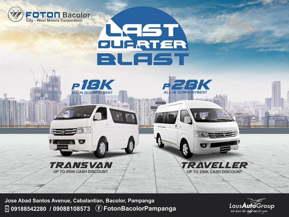 MAKE ROOM FOR BUSINESS TRAVELS AND FAMILY OUTINGS. Let the FOTON Transvan or Traveller be part of those trips with P200K cash discount! Call us to find out more.