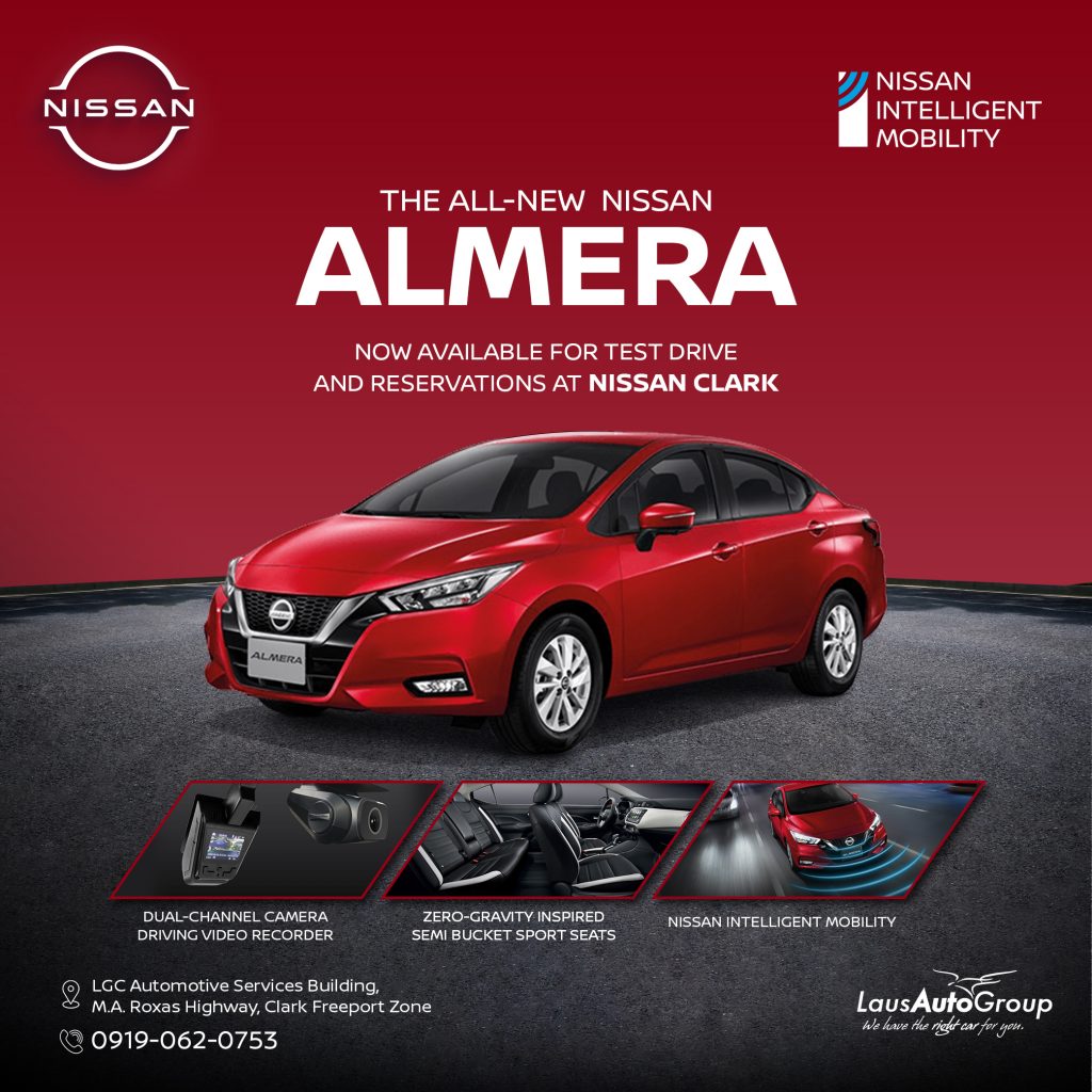 THE NEW NISSAN ALMERA. More stylish than you can imagine. More powerful and efficient than you expect. The next-level compact sedan is now available for test drive and reservations at Nissan Clark! Call 09190620753 to find out more.