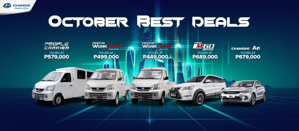Prepare to take over the road with tough-to-beat big cash discounts this October riding fuel efficient vehicles from Changhe! Inquire today for details.