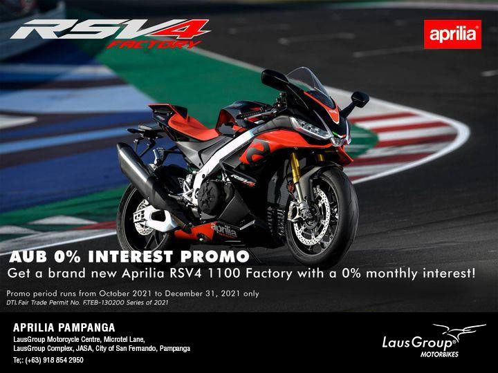 Experience the new RSV4 1100 Factory with minimal cost!
Avail of our 0% Interest promo until December 31, 2021. Send us a message to find out more.