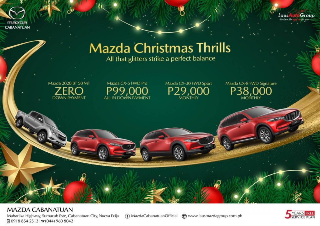Feel the thrills of Christmas and start making your great holiday trips with Mazda! We've lined up our fuel-efficient vehicles with low monthly and amazing down payments offers to choose from! Drop by our dealer and discover how you can drive it home.