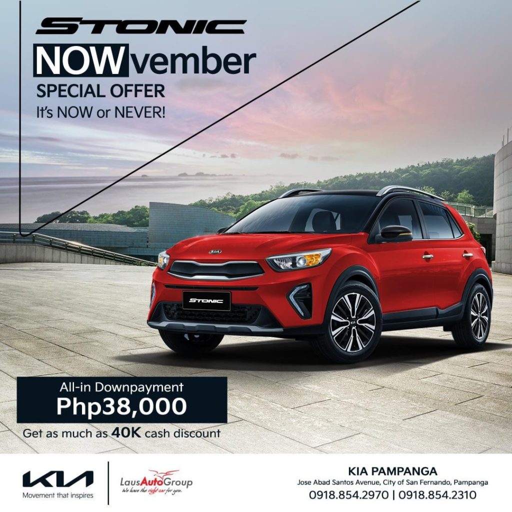 Drive in style with Kia's newest car for trendsetters on the road with P38K all-in down payment! Send us a message now to know more about the Kia Stonic.