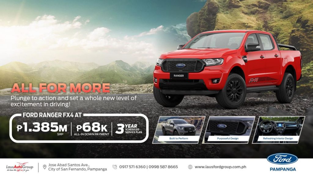 Now is the best time to drive a Ford Ranger FX4 to explicitly feel the dashing adventure of this most wonderful time of the year! We highlight for a limited time an all-in low down payment with 3-year SSP. Send us a message now to know more of this exclusive offer.
