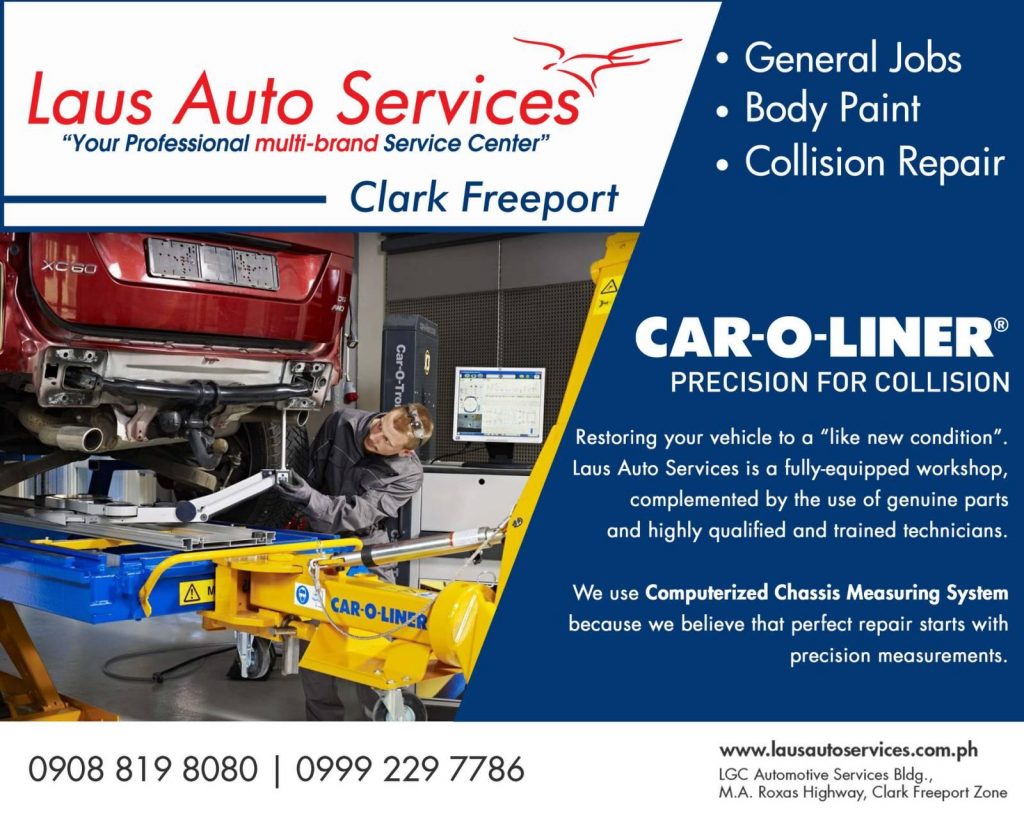 RESTORING YOUR VEHICLE TO A NEW CONDITION. Try our CAR-O-LINER service at Laus Auto Services in Clark! We use Computerized Chassis Measuring System because we believe that perfect repair starts with precision measurements. Inquire through 09088198080 or 09992297786.