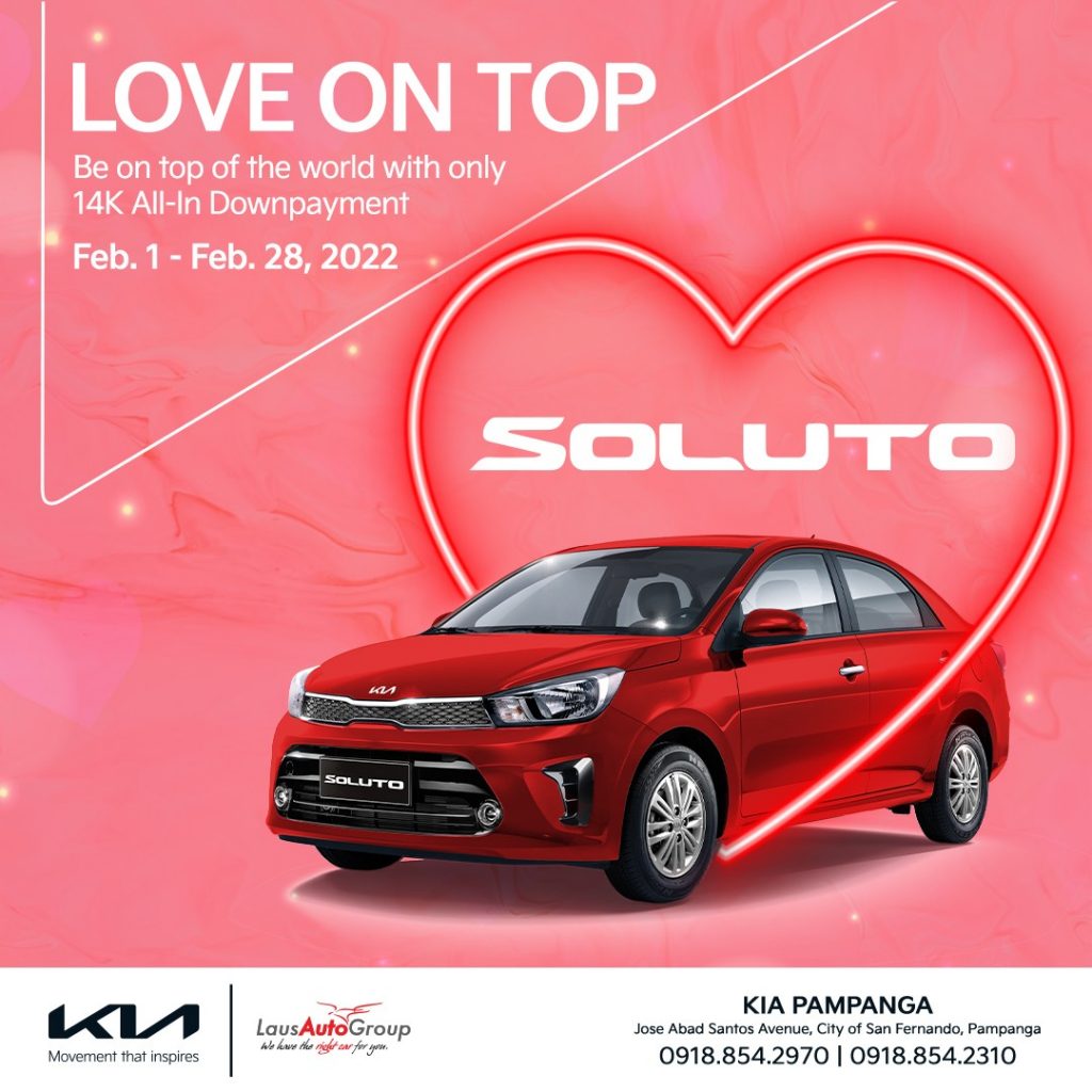 Make every drive with your loved ones even more exciting and be on top of the world riding the Kia Soluto with P14K all-in down payment. Inquire today for details.