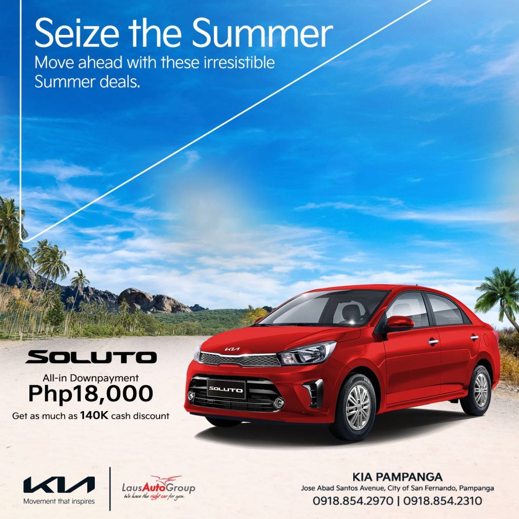 It's a Wow Summer with Kia Soluto! Experience a feature-packed sedan that fits your budget. The Kia Soluto is perfect companion for your daily drive, now with low down payment! Call or send us a message today for inquiries.