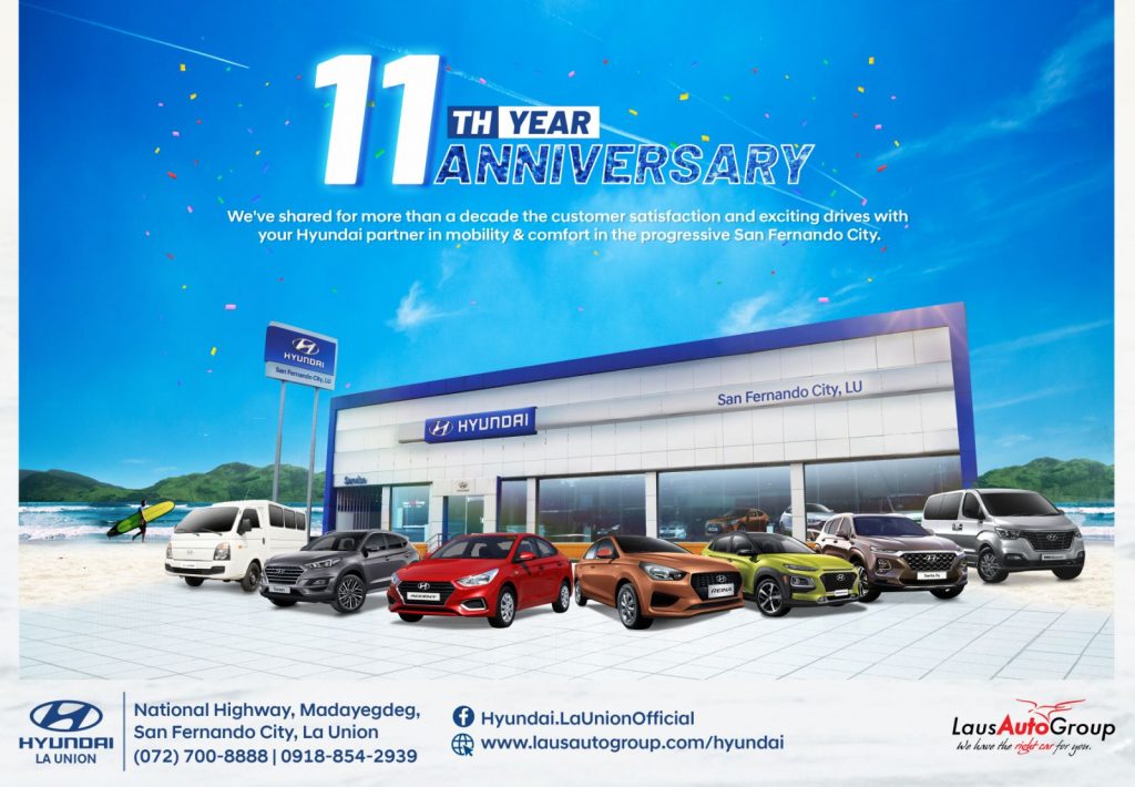 We at Hyundai La Union celebrates another year of serving our customers and community. We are grateful to be part of your life. Thank you for being part of ours! To more years of providing high quality standards and first class services so you can drive forward with Hyundai.