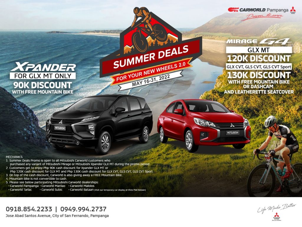 Heads up! Summer deals are out. Take a look at our Mitsubishi Xpander and Mirage G4 and get a load of our thrilling and epic offers!