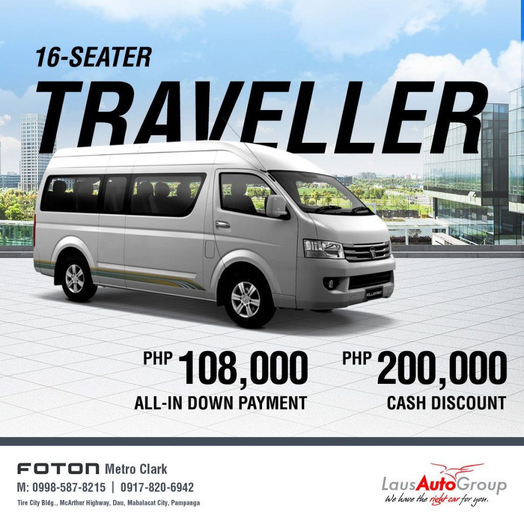 Get the power you want with Foton Transvan and Traveller. Get our biggest discounts this month!
Send us a message for more details.
