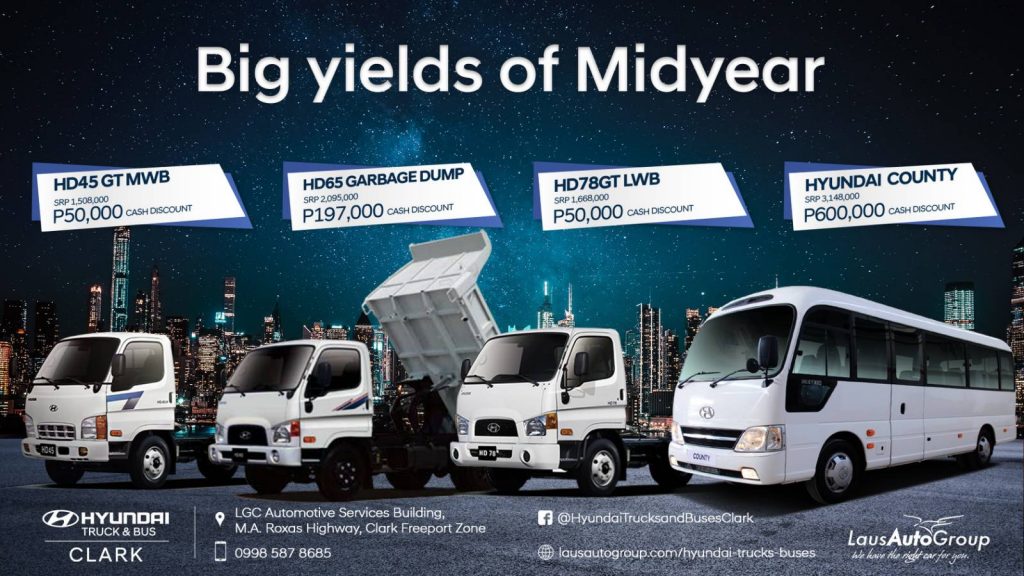 Make it happen this Midyear with Hyundai Trucks and Buses. Our business mobility partners are designed to be reliable and fuel-efficient commercial vehicles that provide the power you need to get the job done. Choose from a variety of trucks and buses with big cash discounts to get better results in your business today!