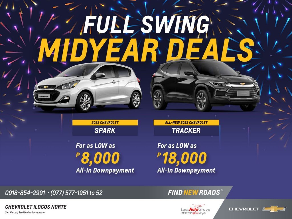 Empower in ways that keep you connected on the road and at home with Spark and Tracker. Avail our Full Swing Midyear deals and take your driving experience to the next level with Chevrolet. ✨