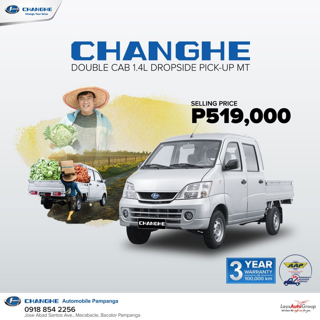 Changhe Double Cab -- a practical and powerful vehicle of choice. Get your business done straight with hassle-free. Choose Changhe, choose comfort and style.