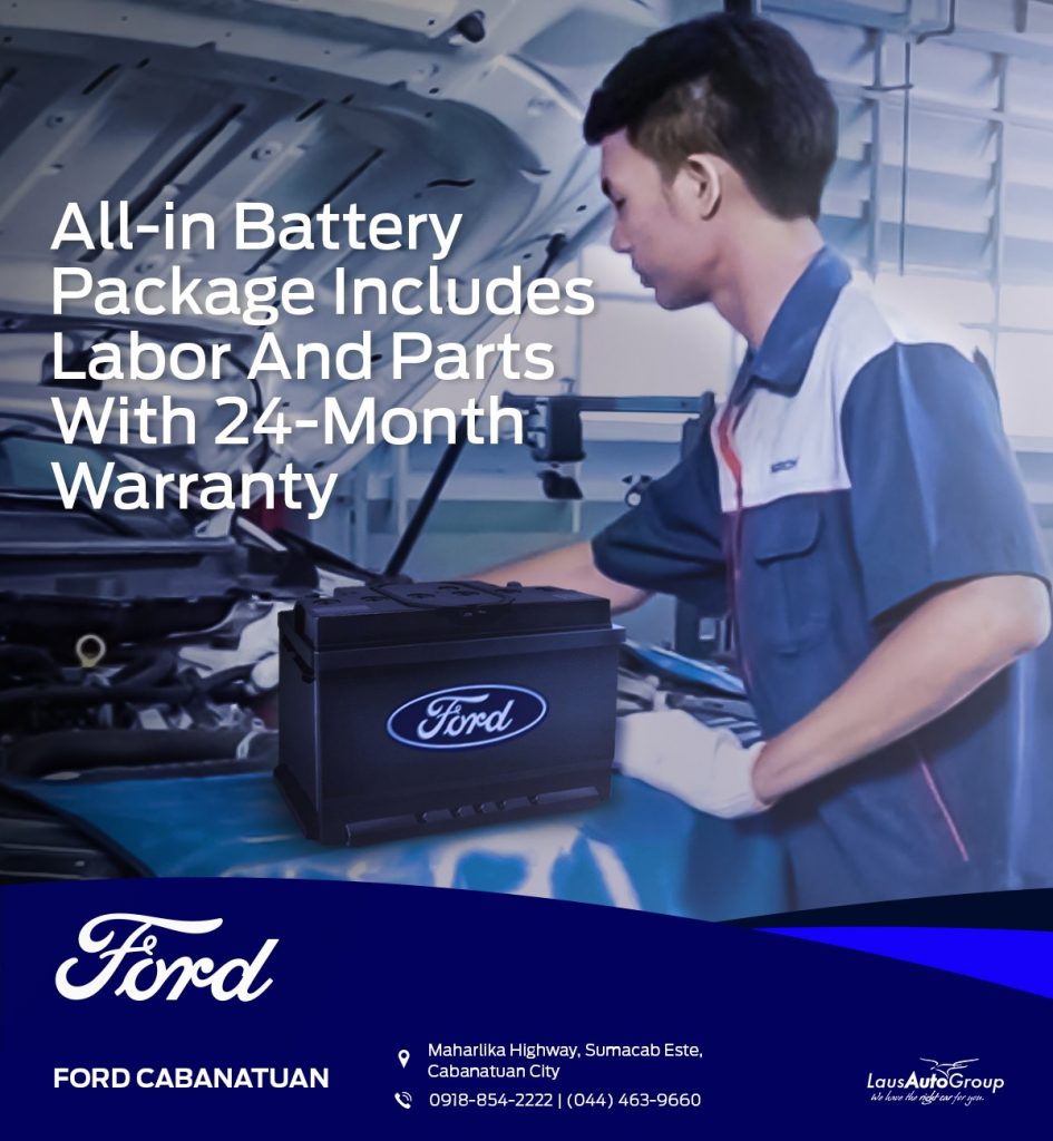 Get the most out of your engine! Change your battery as we offer our anniversary treat at Ford Cabanatuan starting from Php 6,000.
Message us today to book an appointment or call us at 0918 854 2222 to find out more details.