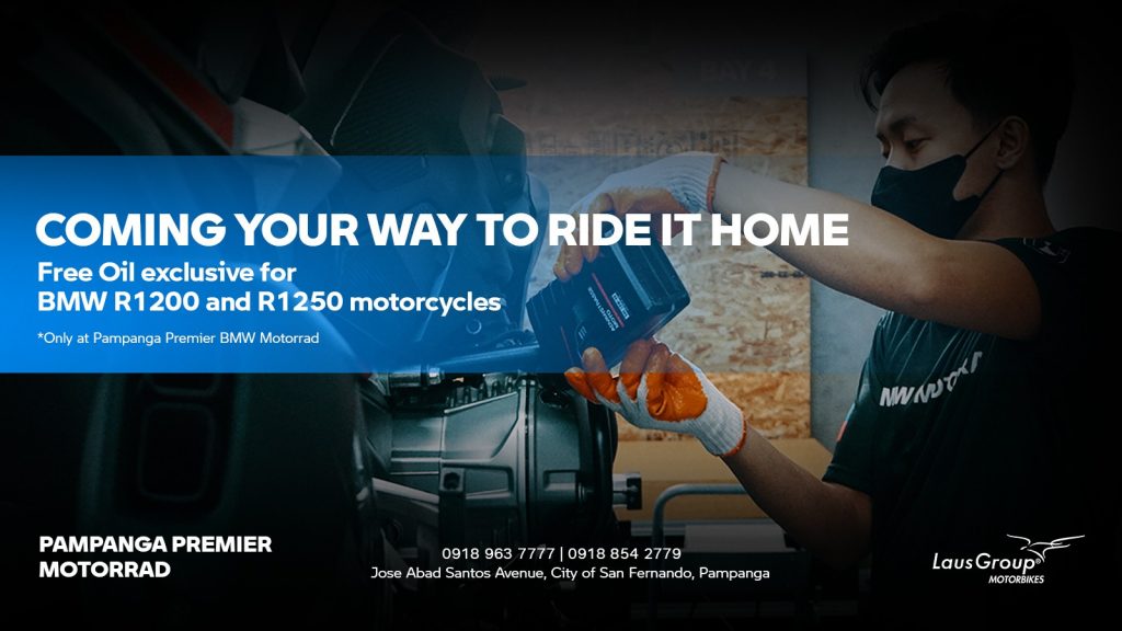 In time for our opening, Pampanga Premier Motorrad offers a special benefit of a free oil change exclusively for your BMW R1200 and R1250 this month!