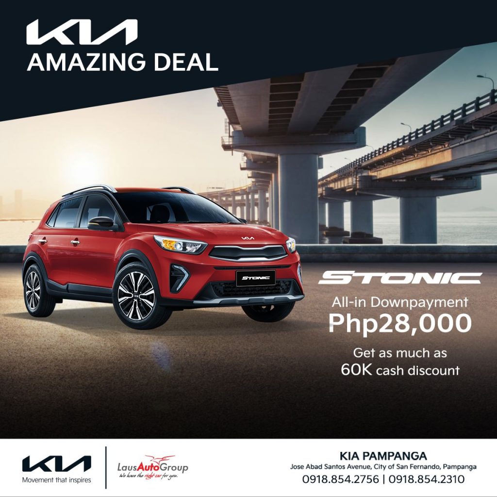 Go stylish on design and go bold on performance with Kia Stonic.
Get yours today with our lowest down payment! Message us for more details.
#KIAPampangaxLausAutoGroup #KIAStonic