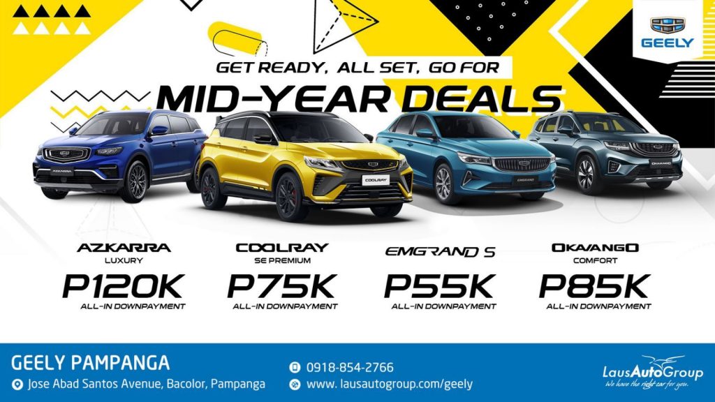 Get ready to go and take the plunge! Step into the driver's seat of your dreams with Geely Pampanga's Midyear Deals. With our low all-in down payment offers, you can splurge on the car you've always wanted!