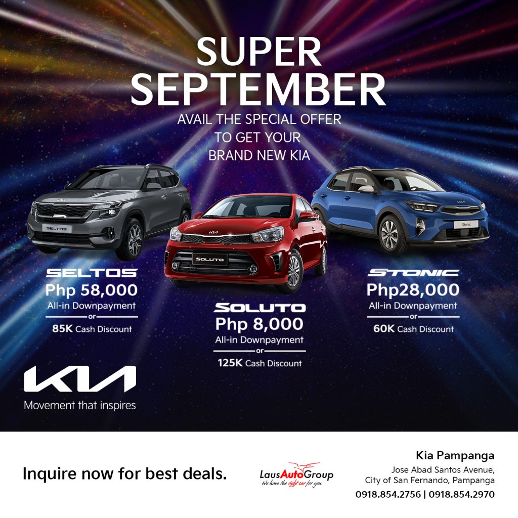 KIA September Style is here and we’ve got the biggest deals! Time to get your hands on a brand new KIA model.
Visit KIA to know more.
