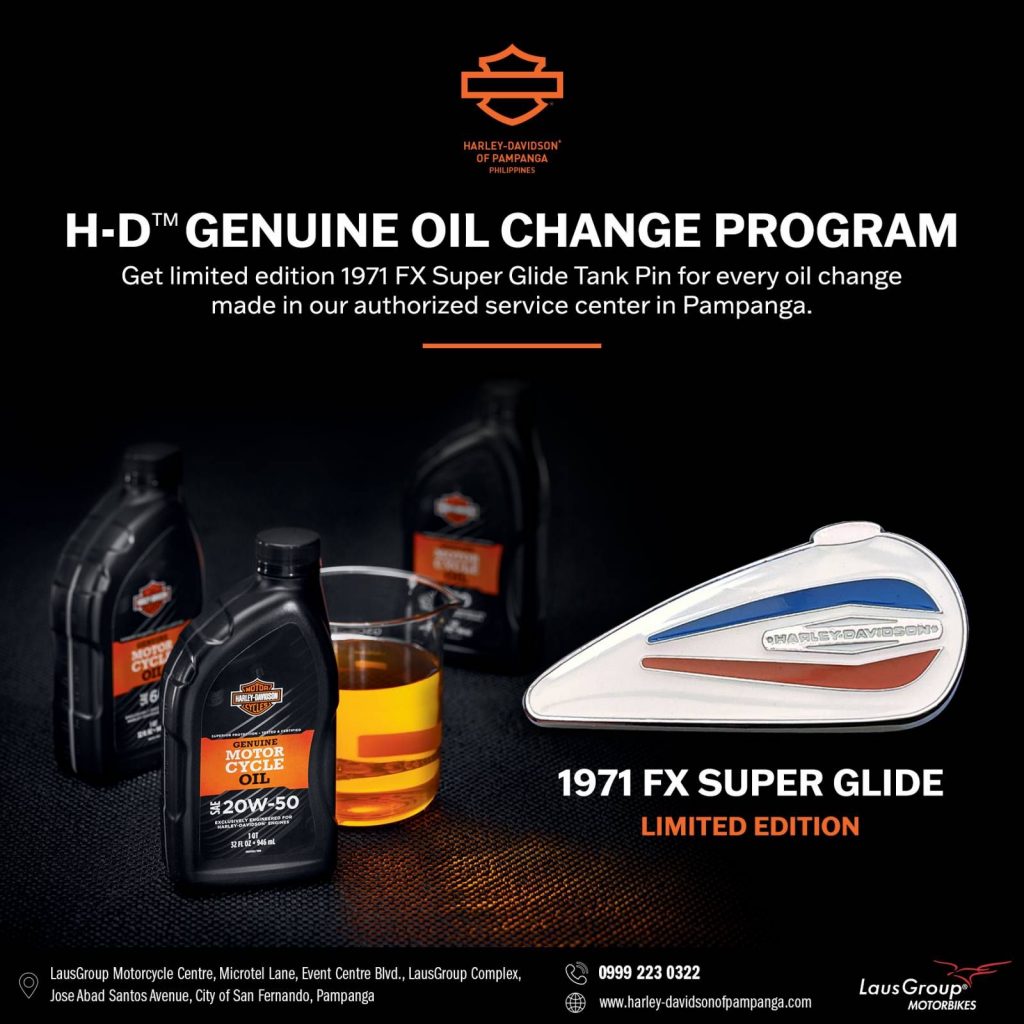 Get a limited edition pin for your collection with every oil change. Book a service at Harley-Davidson of Pampanga.