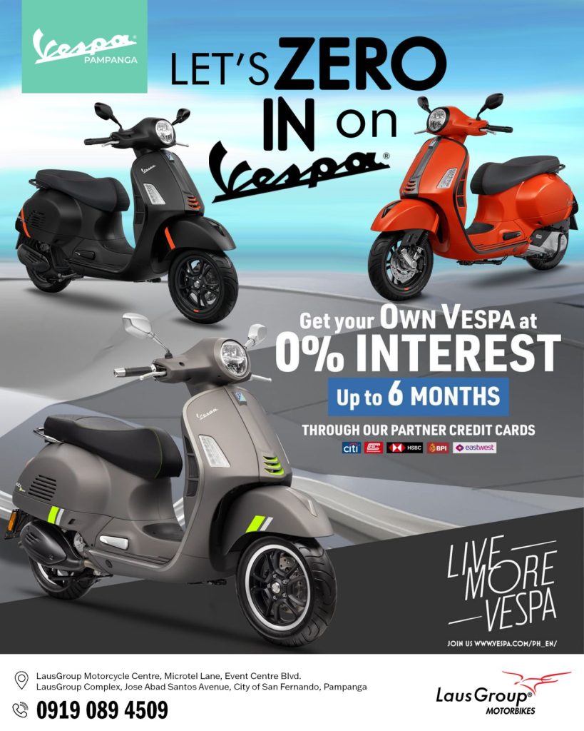 Own a Vespa at 0% Interest!